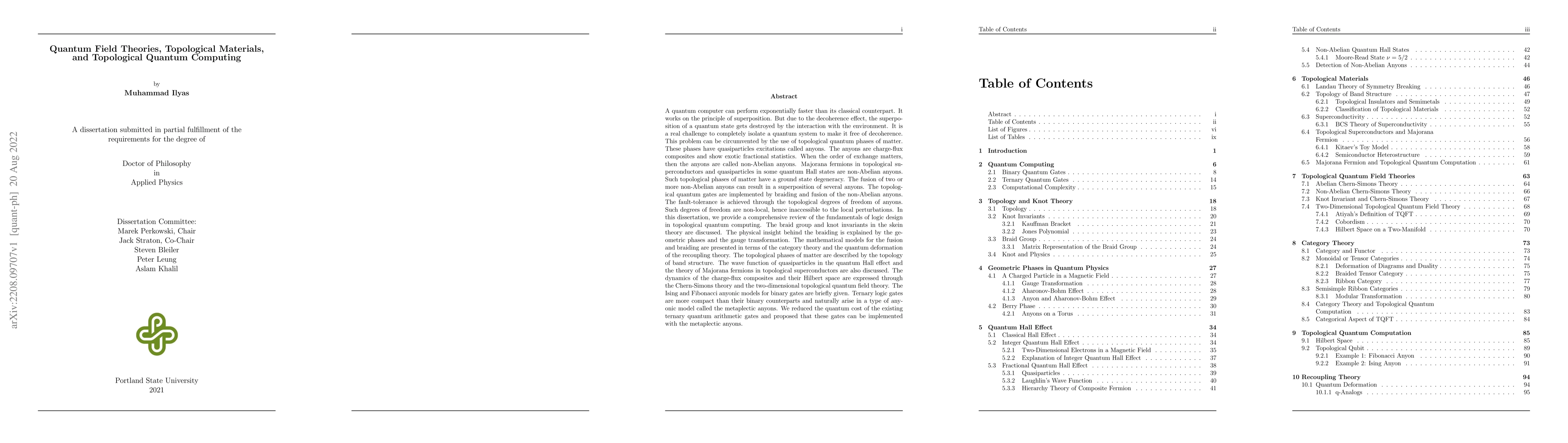 Thumbnail for Quantum Field Theories, Topological Materials, and Topological Quantum
  Computing