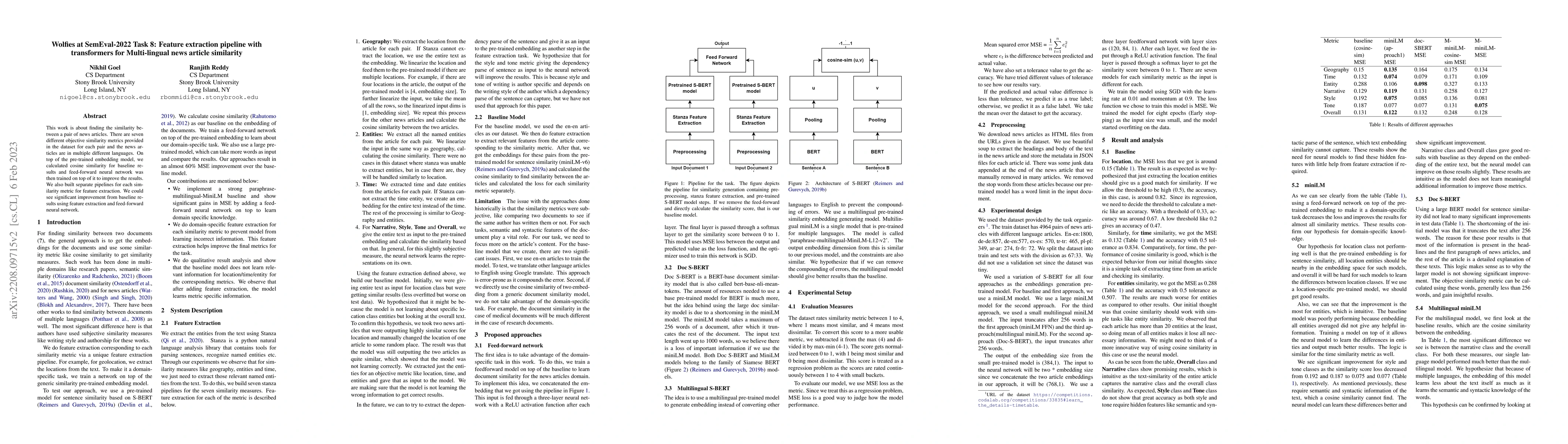 Thumbnail for Wolfies at SemEval-2022 Task 8: Feature extraction pipeline with
  transformers for Multi-lingual news article similarity