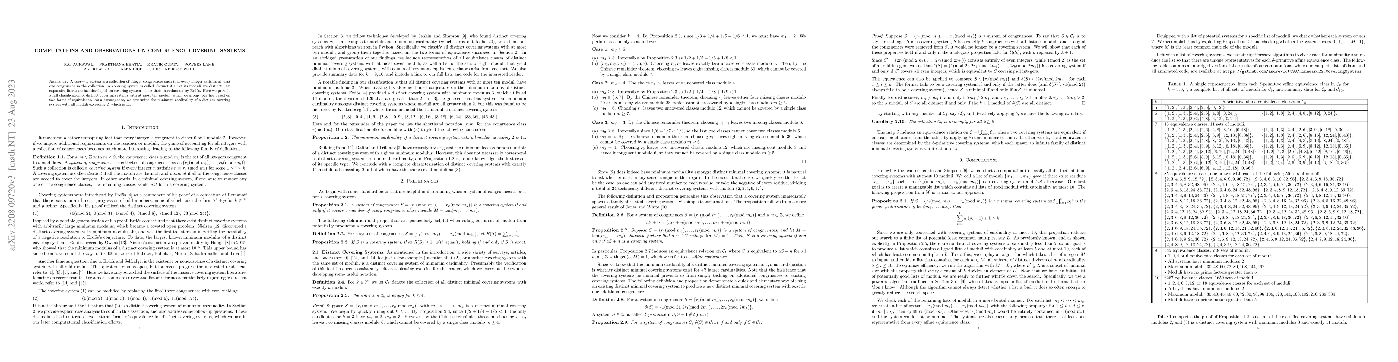 Thumbnail for Computations and observations on congruence covering systems