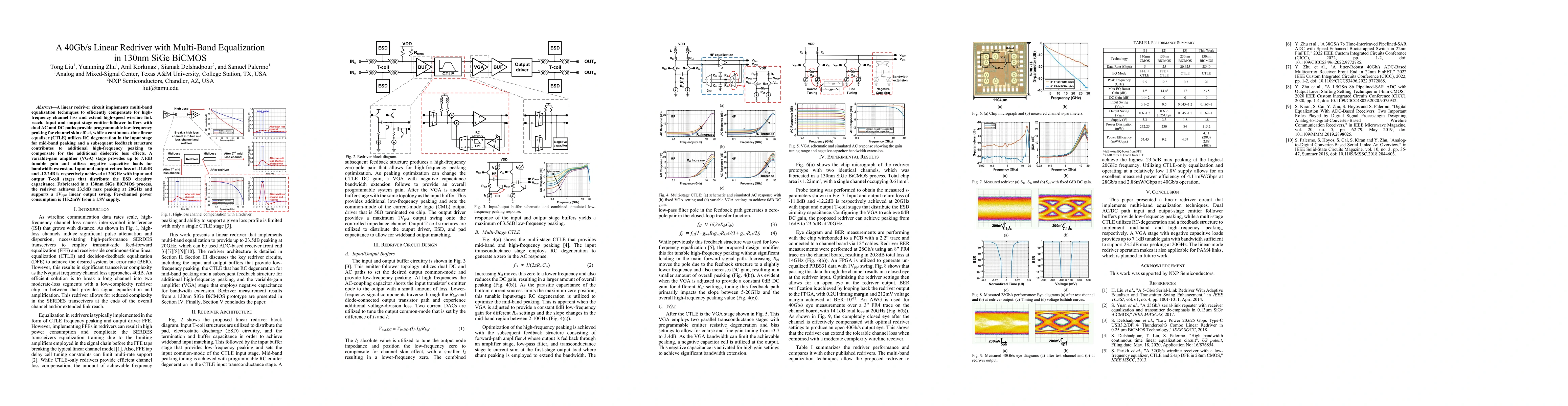 Thumbnail for A 40Gb/s Linear Redriver with Multi-Band Equalization in 130nm SiGe
  BiCMOS