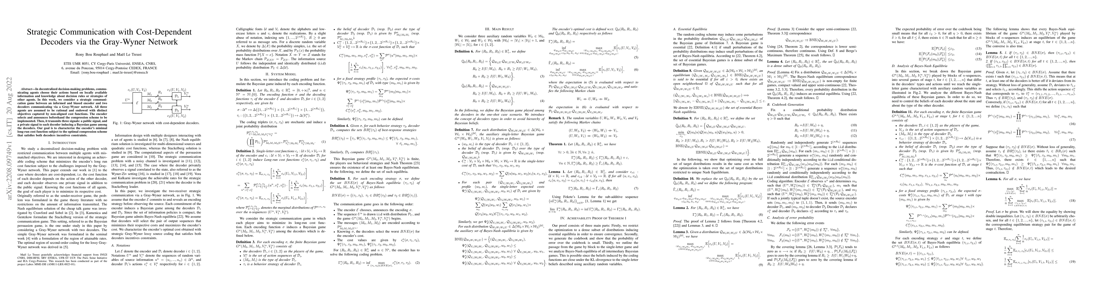 Thumbnail for Strategic Communication with Cost-Dependent Decoders via the Gray-Wyner
  Network