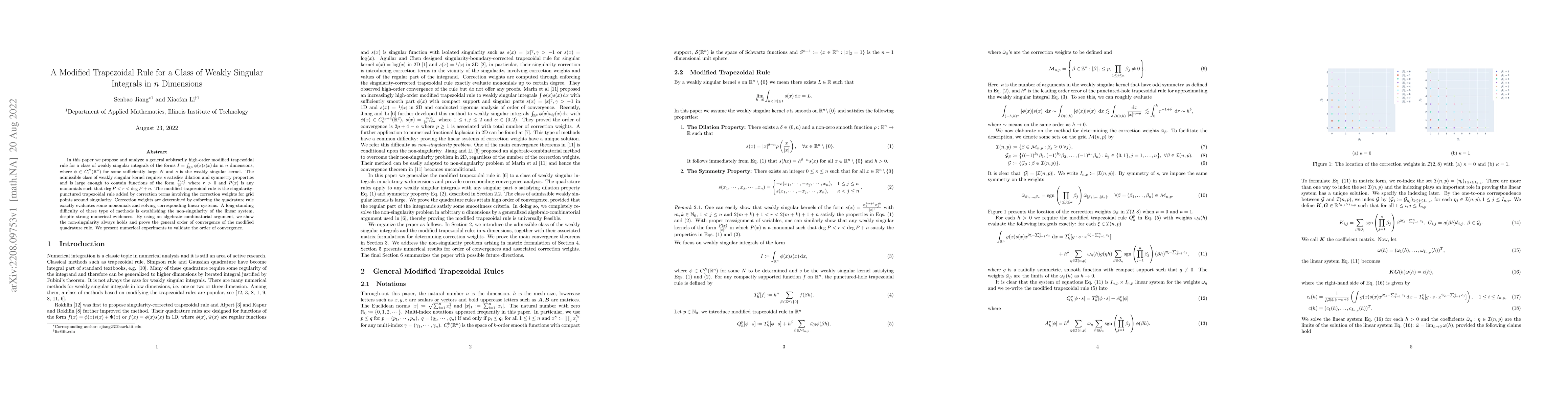 Thumbnail for A Modified Trapezoidal Rule for a Class of Weakly Singular Integrals in
  n Dimensions