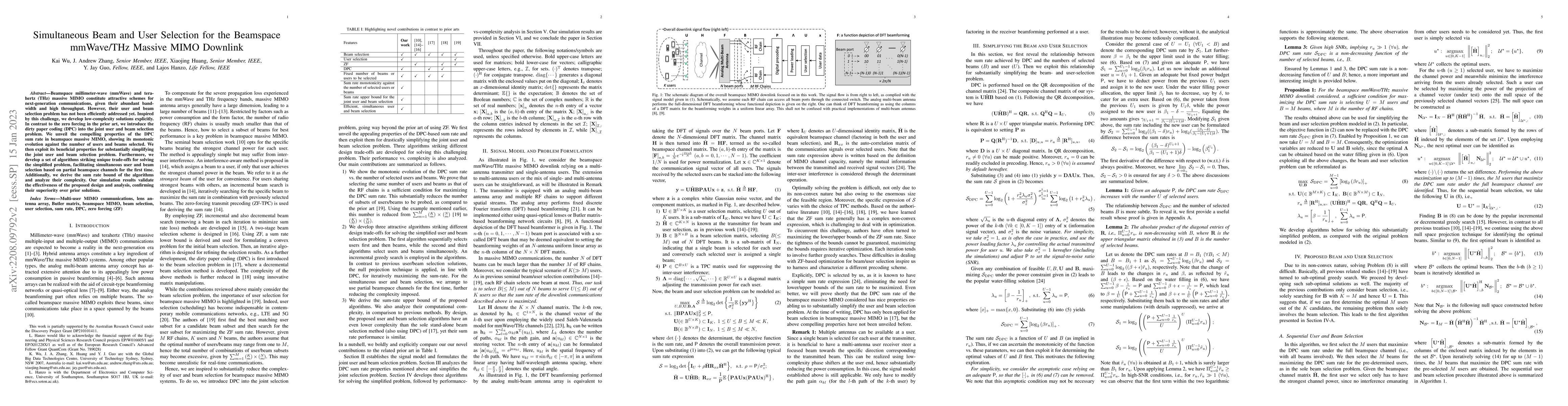 Thumbnail for Simultaneous Beam and User Selection for the Beamspace mmWave/THz
  Massive MIMO Downlink