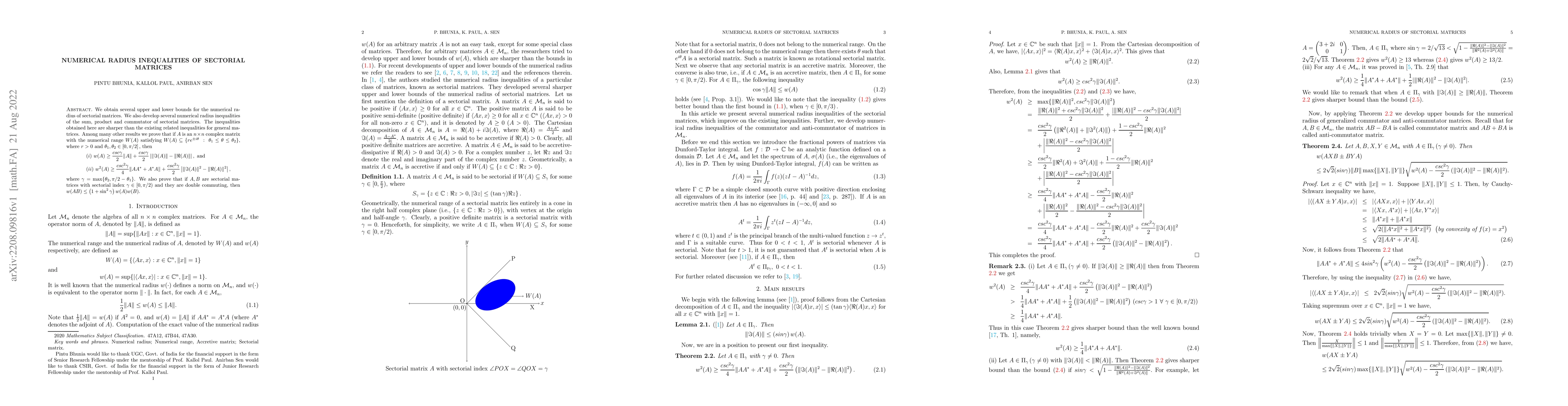 Thumbnail for Numerical radius inequalities of sectorial matrices