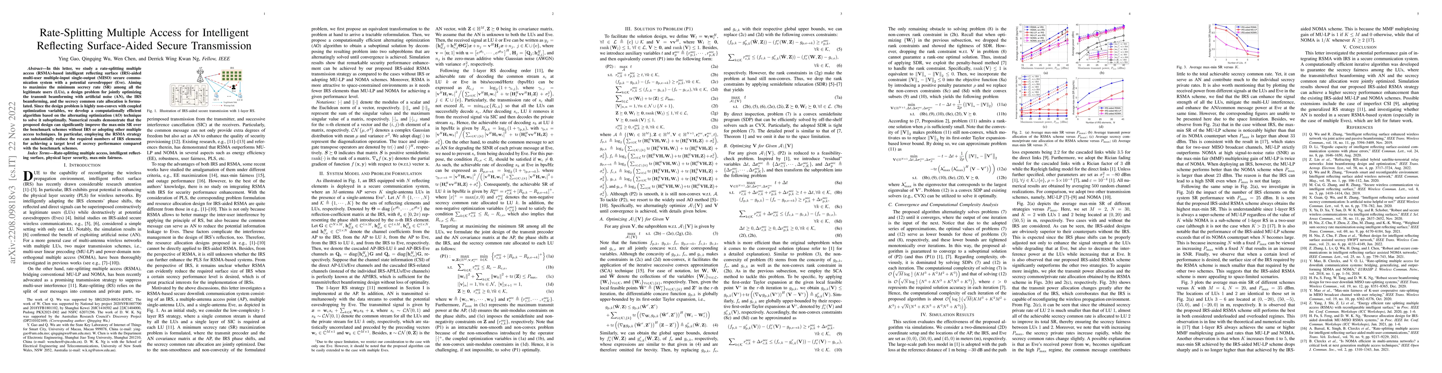 Thumbnail for Rate-Splitting Multiple Access for Intelligent Reflecting Surface-Aided
  Secure Transmission