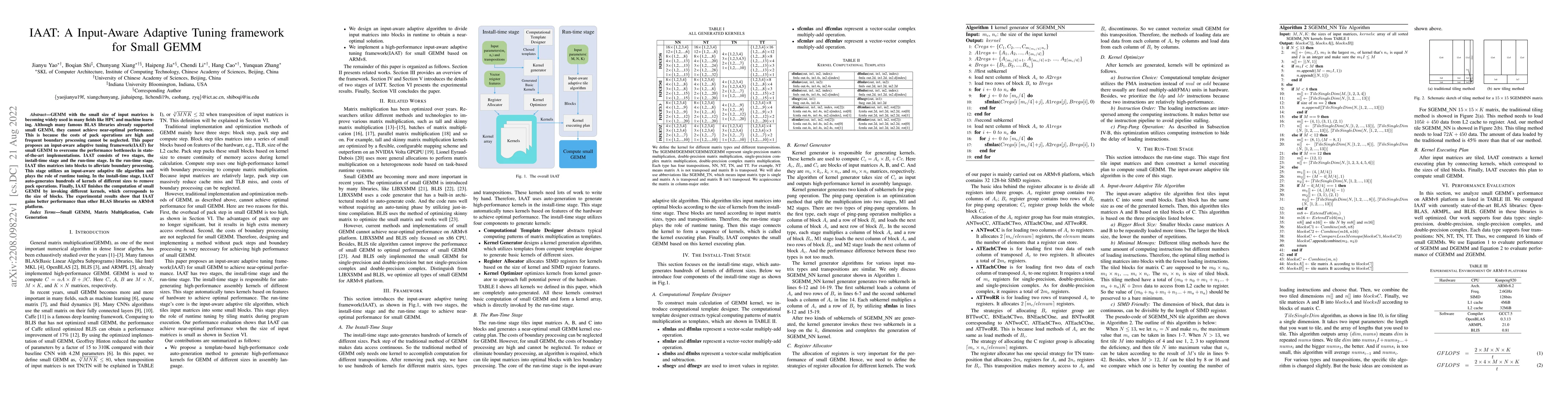 Thumbnail for IAAT: A Input-Aware Adaptive Tuning framework for Small GEMM