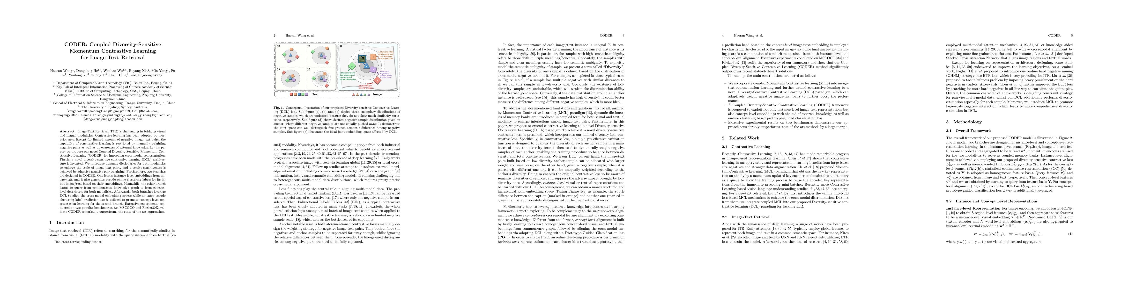 Thumbnail for CODER: Coupled Diversity-Sensitive Momentum Contrastive Learning for
  Image-Text Retrieval