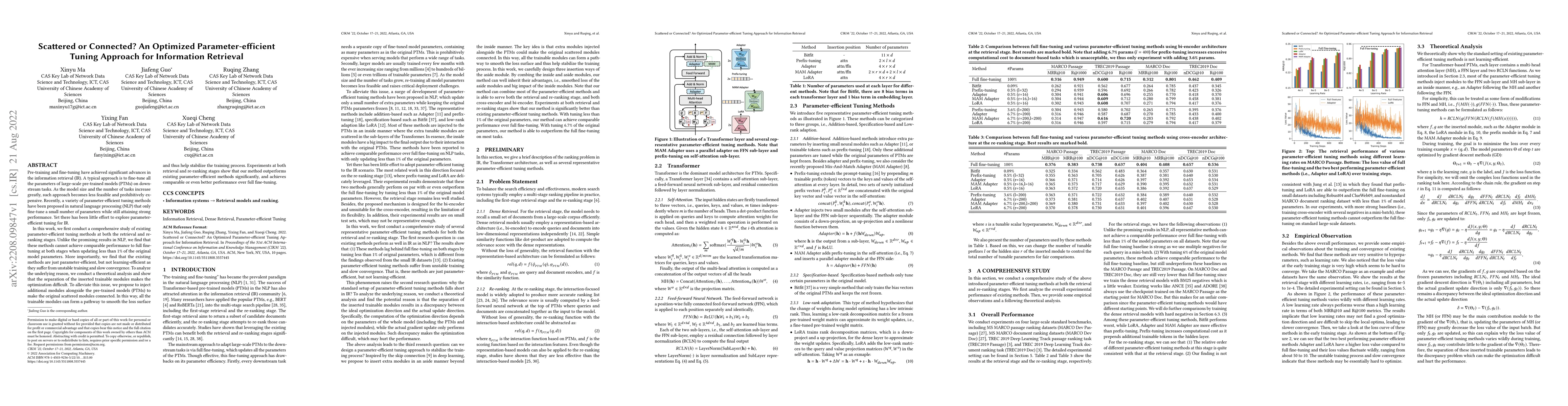Thumbnail for Scattered or Connected? An Optimized Parameter-efficient Tuning Approach
  for Information Retrieval