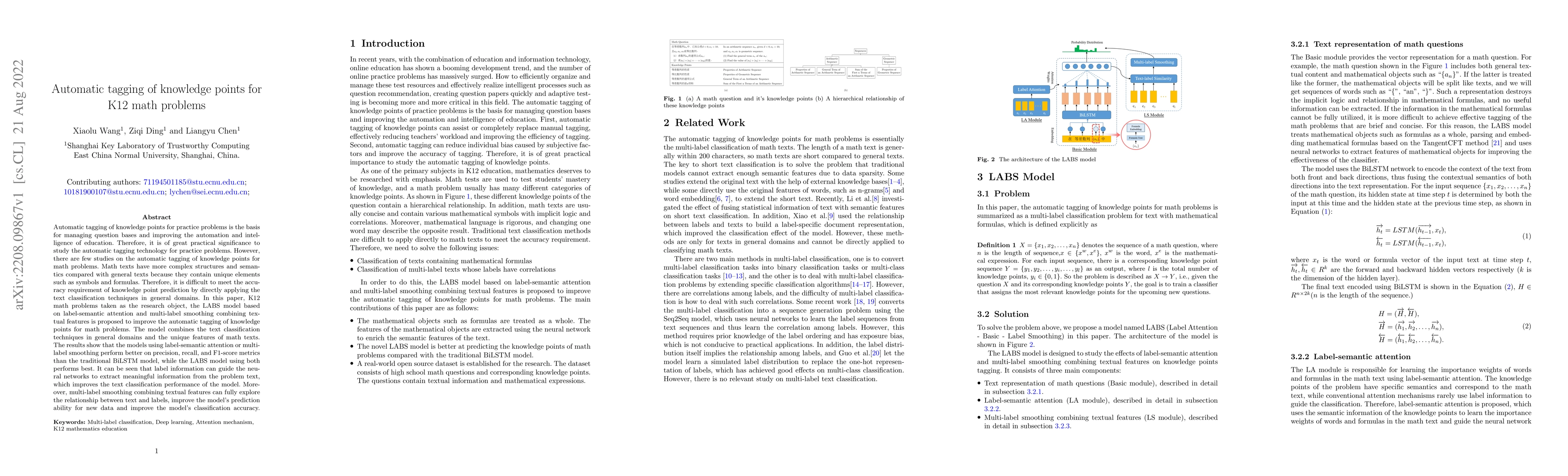 Thumbnail for Automatic tagging of knowledge points for K12 math problems
