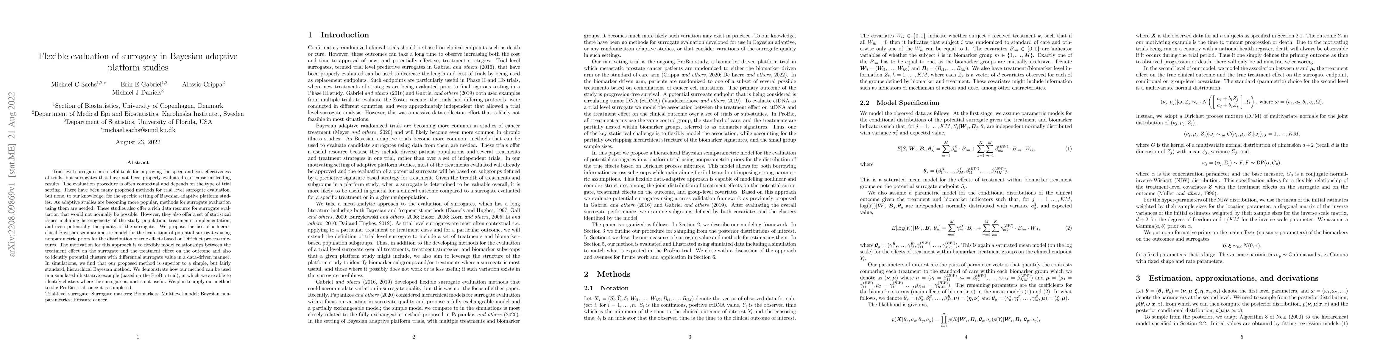 Thumbnail for Flexible evaluation of surrogacy in Bayesian adaptive platform studies