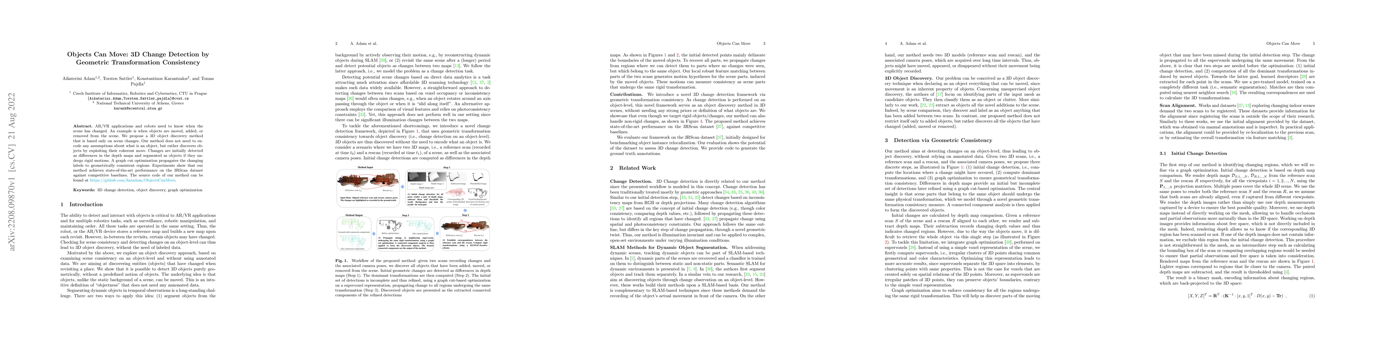 Thumbnail for Objects Can Move: 3D Change Detection by Geometric Transformation
  Constistency