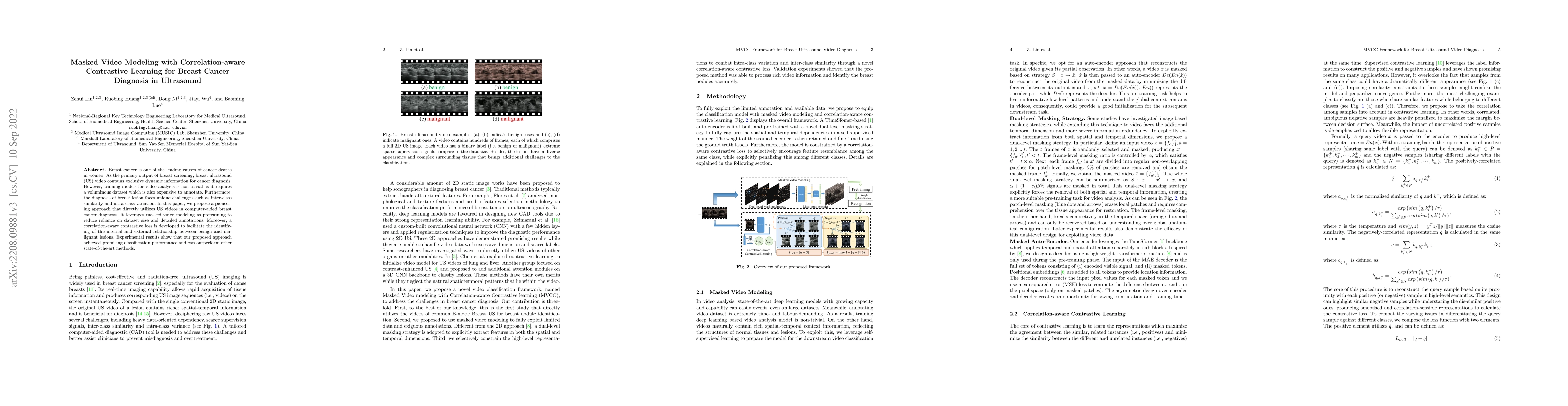 Thumbnail for Masked Video Modeling with Correlation-aware Contrastive Learning for
  Breast Cancer Diagnosis in Ultrasound