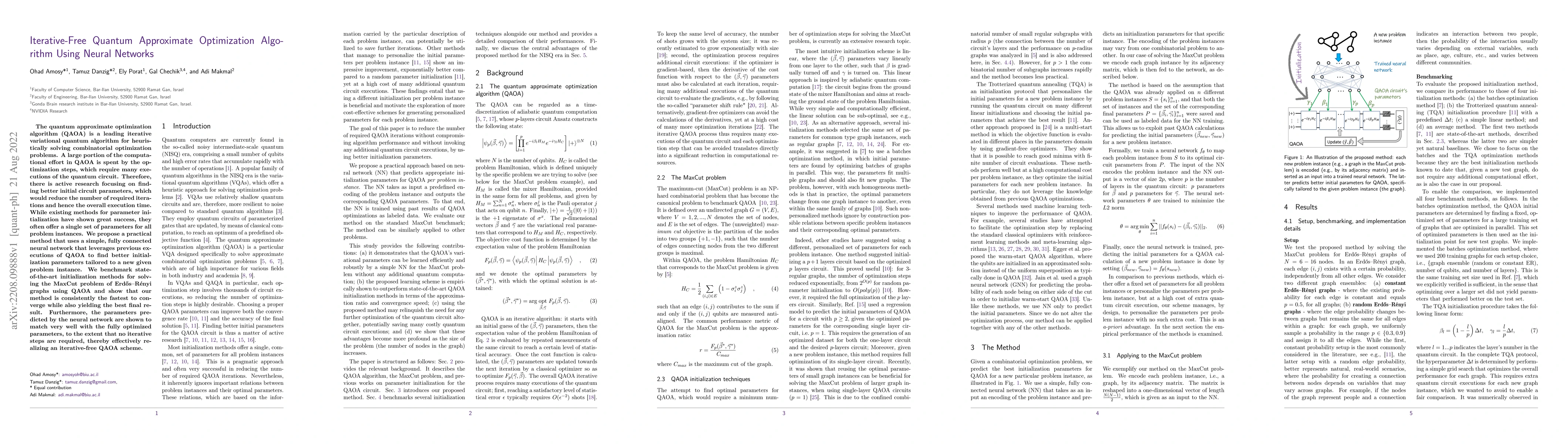 Thumbnail for Iterative-Free Quantum Approximate Optimization Algorithm Using Neural
  Networks