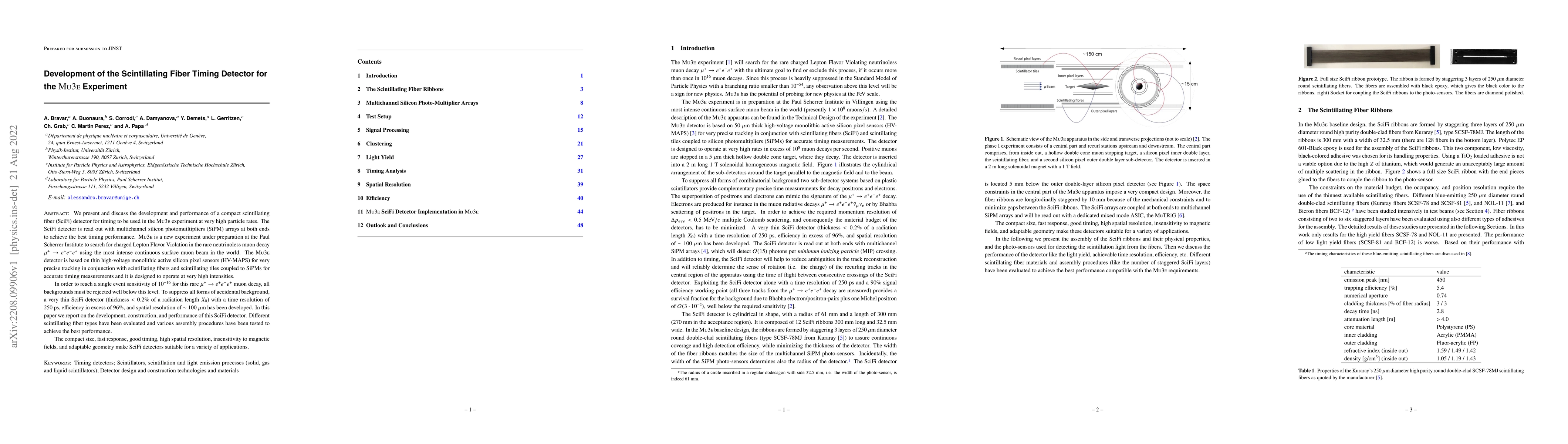 Thumbnail for Development of the Scintillating Fiber Timing Detector for the Mu3e
  Experiment