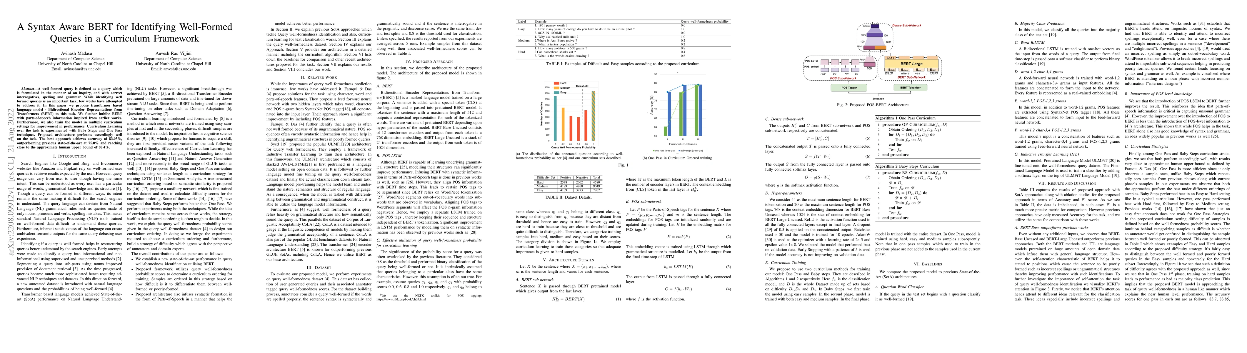 Thumbnail for A Syntax Aware BERT for Identifying Well-Formed Queries in a Curriculum
  Framework