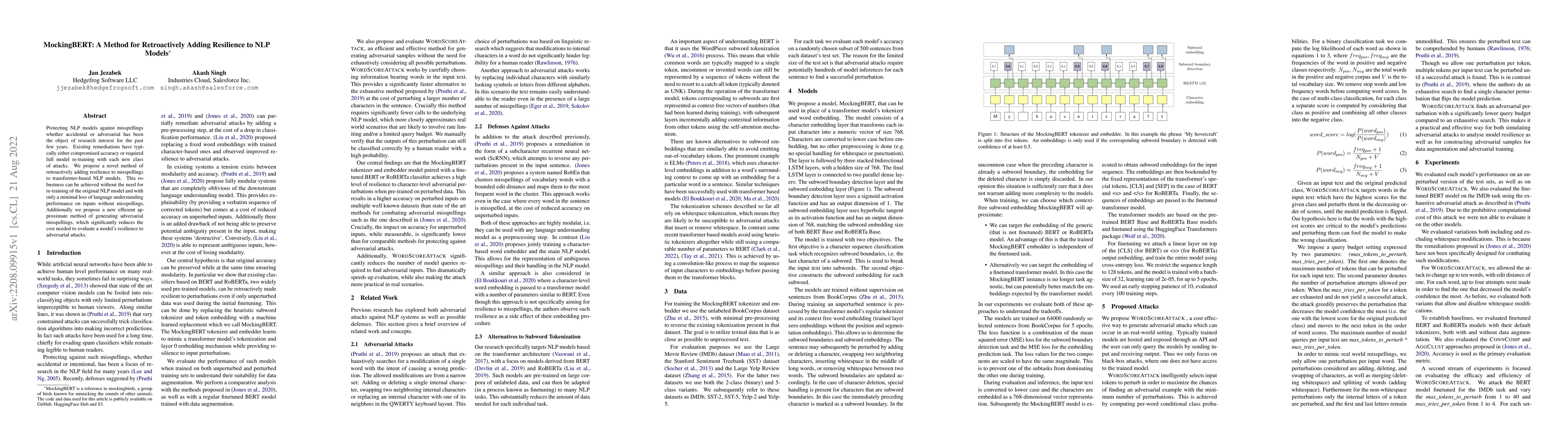 Thumbnail for MockingBERT: A Method for Retroactively Adding Resilience to NLP Models