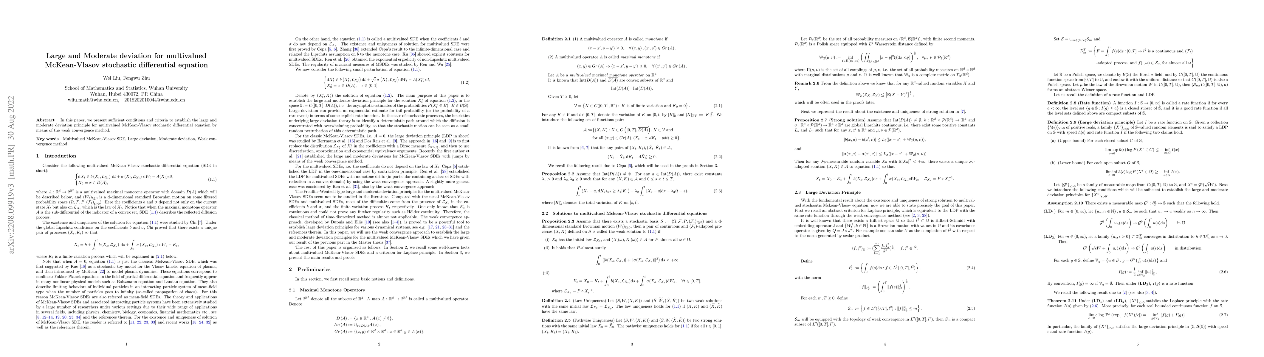 Thumbnail for Large And Moderate Deviation For Multivalued Mckean Vlasov Stochastic
  Differential Equation