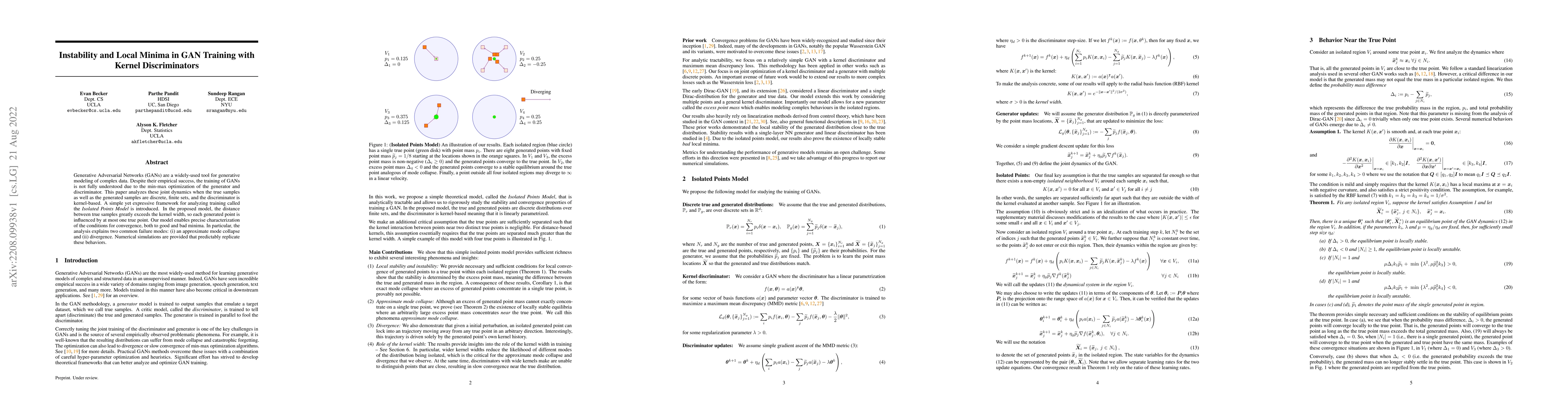 Thumbnail for Instability and Local Minima in GAN Training with Kernel Discriminators