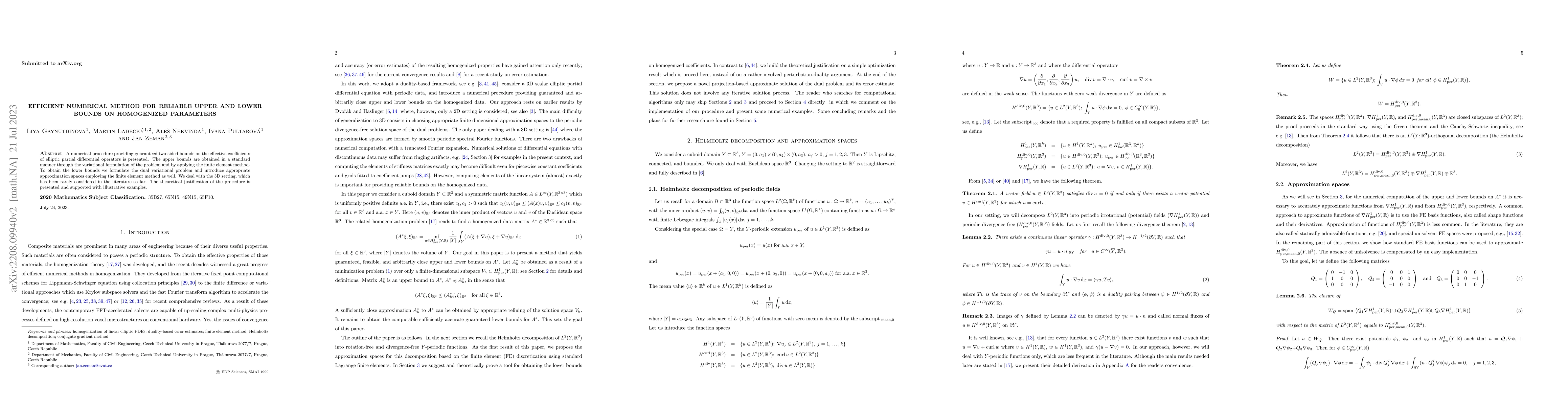 Thumbnail for Efficient numerical method for reliable upper and lower bounds on
  homogenized parameters