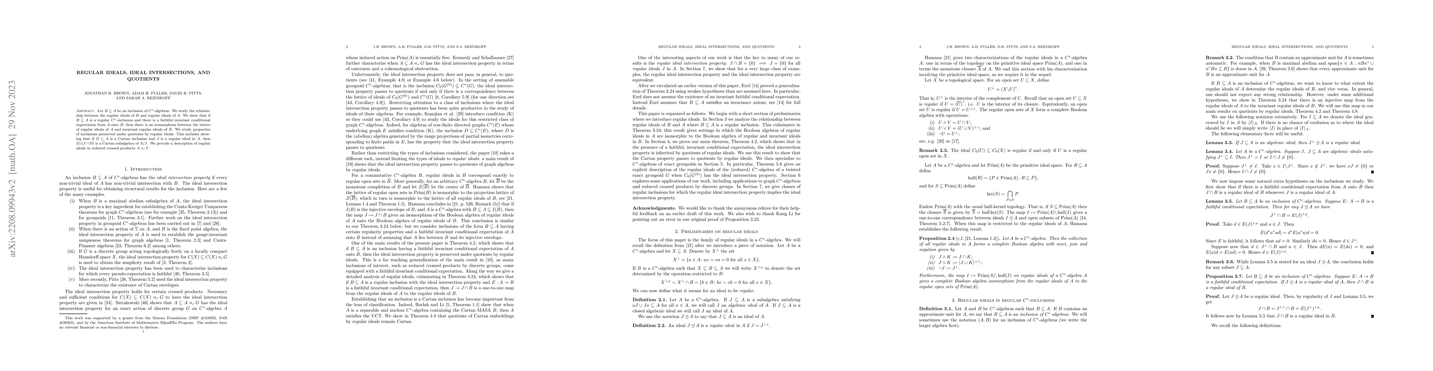 Thumbnail for Regular ideals, ideal intersections, and quotients