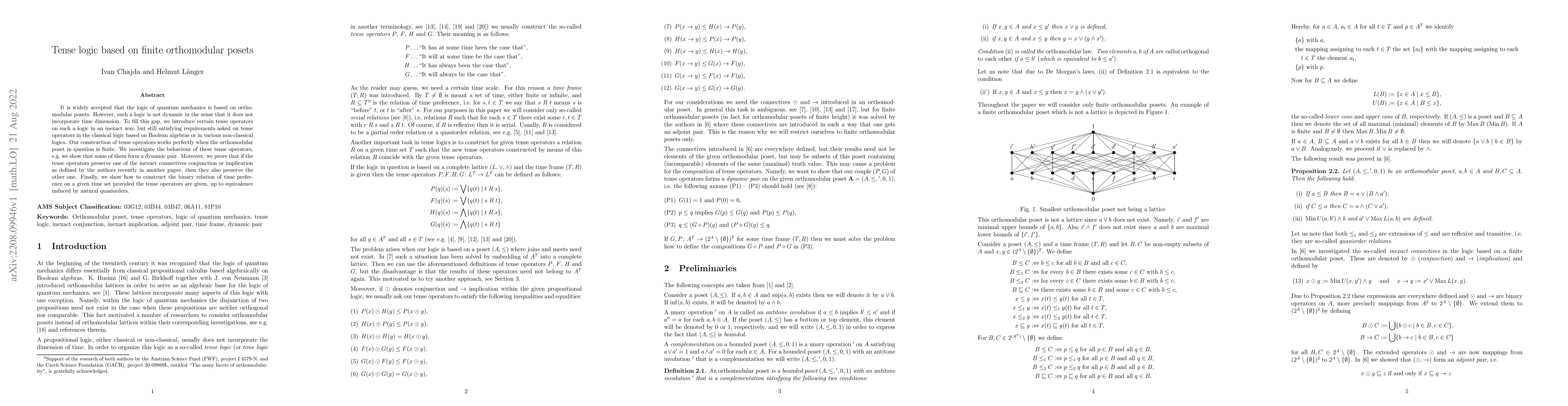 Thumbnail for Tense logic based on finite orthomodular posets