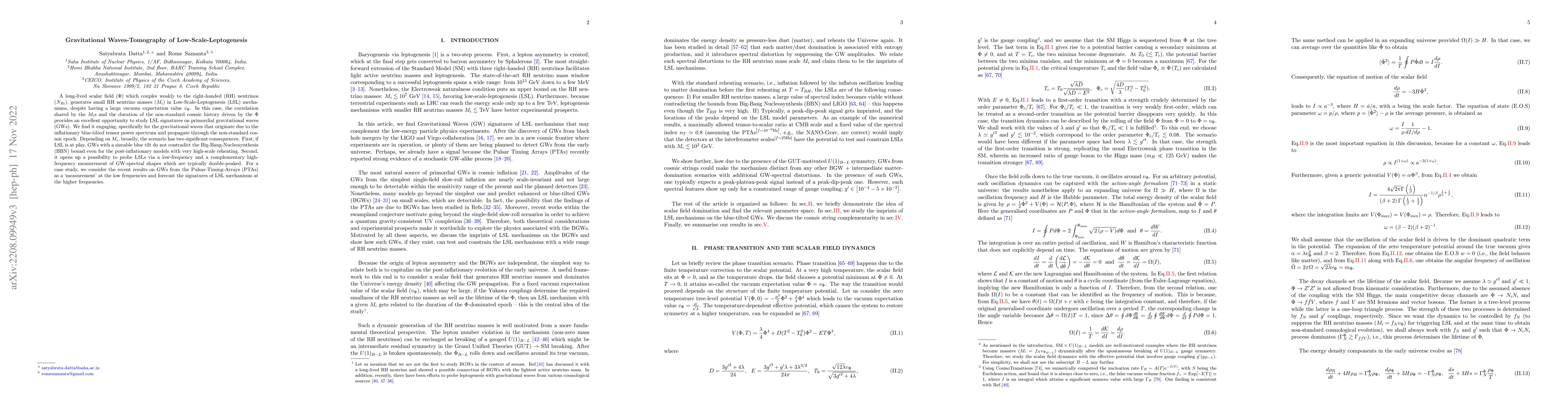 Thumbnail for Gravitational Waves-Tomography of Low-Scale-Leptogenesis