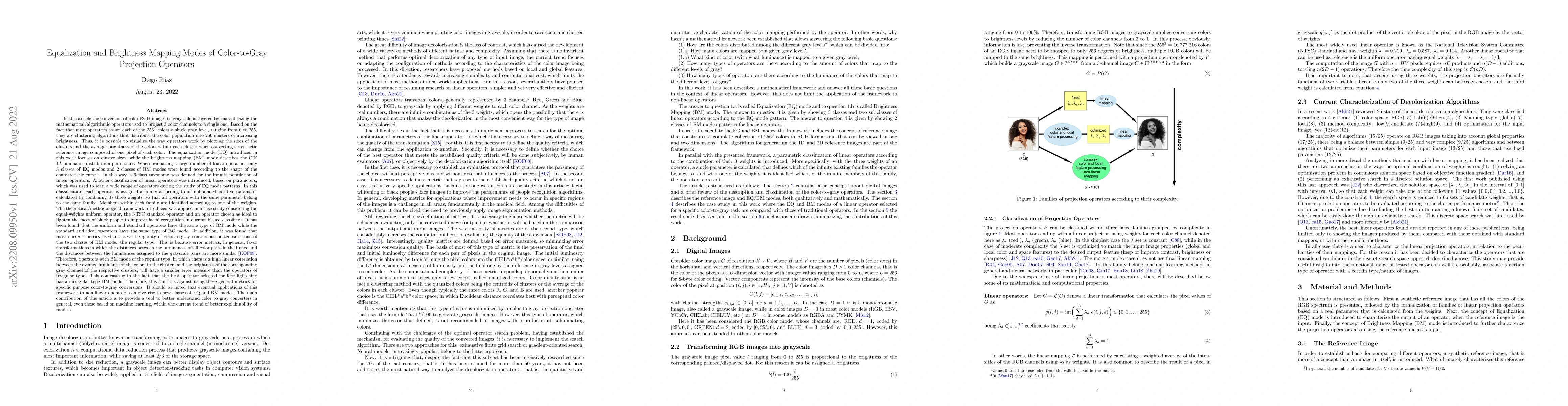 Thumbnail for Equalization and Brightness Mapping Modes of Color-to-Gray Projection
  Operators