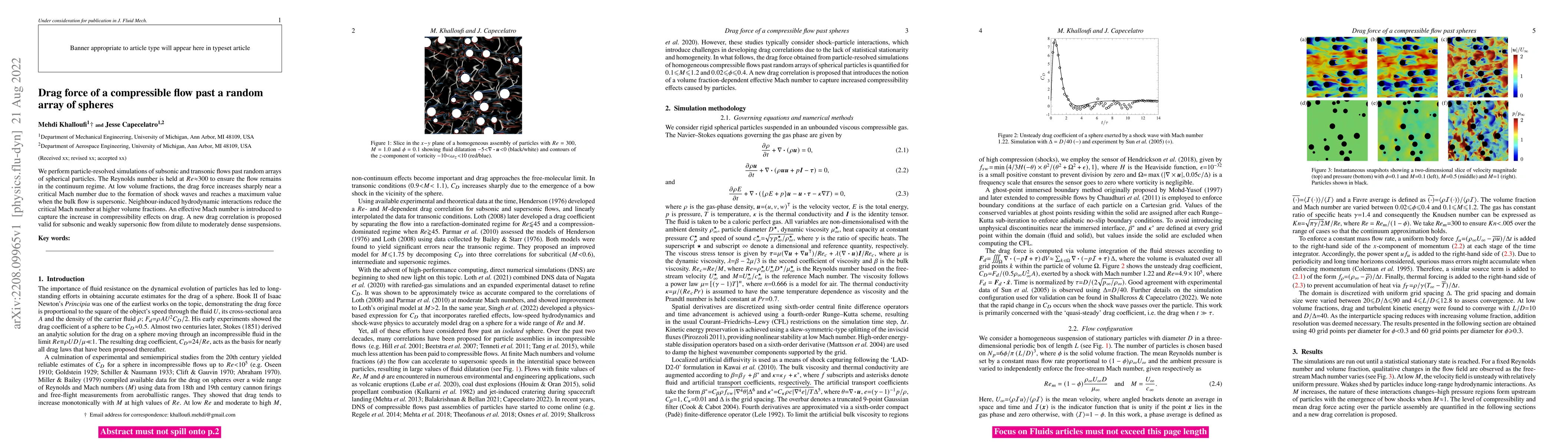 Thumbnail for Drag force of a compressible flow past a random array of spheres
