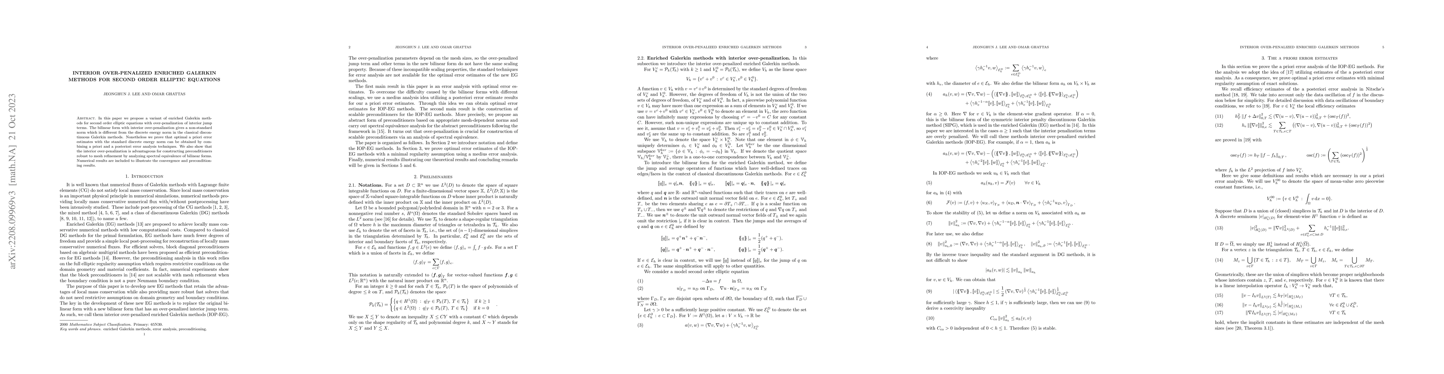 Thumbnail for Interior over-penalized enriched Galerkin methods for second order
  elliptic equations