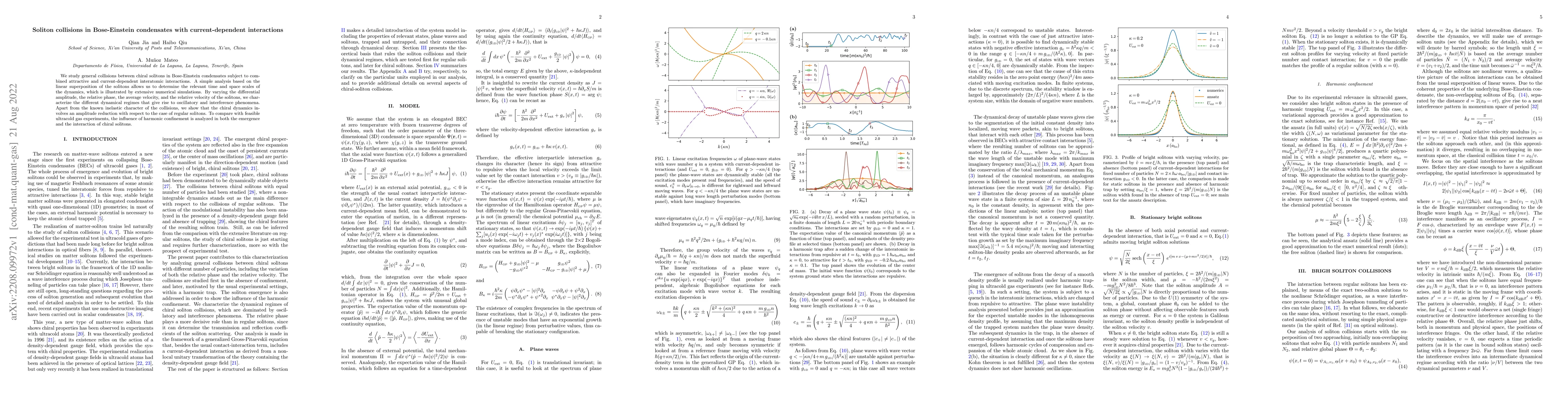 Thumbnail for Soliton collisions in Bose-Einstein condensates with current-dependent
  interactions