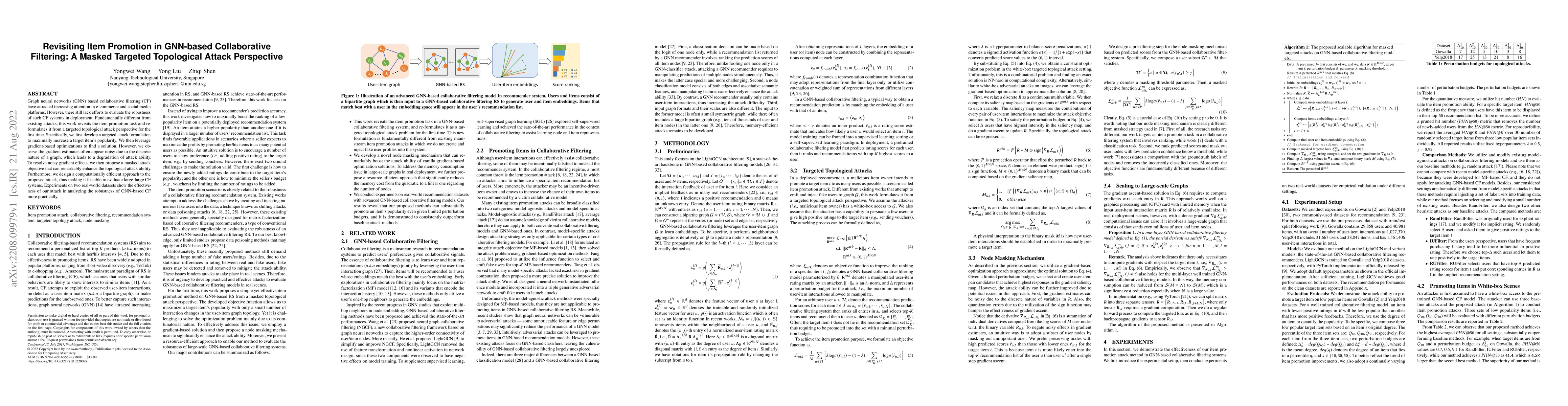 Thumbnail for Revisiting Item Promotion in GNN-based Collaborative Filtering: A Masked
  Targeted Topological Attack Perspective