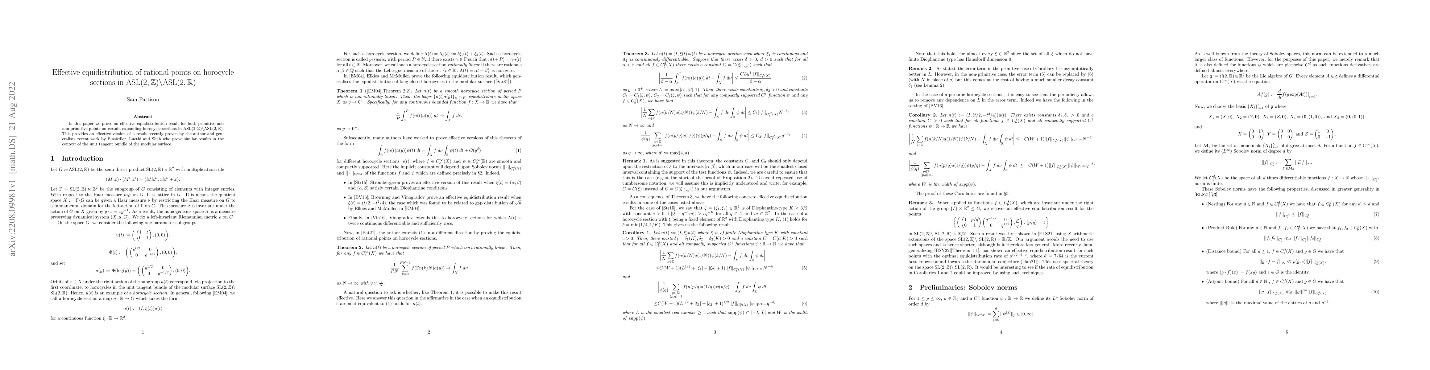 Thumbnail for Effective equidistribution of rational points on horocycle sections in
  $\text{ASL}(2,\mathbb{Z}) \backslash \text{ASL}(2,\mathbb{R}) $