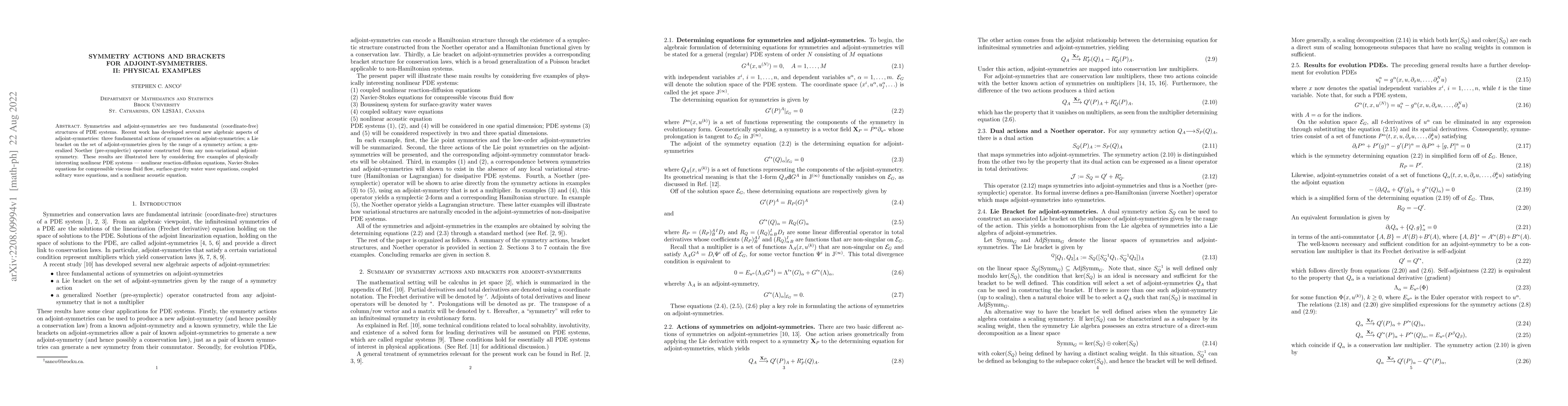 Thumbnail for Symmetry actions and brackets for adjoint-symmetries. II: Physical
  examples