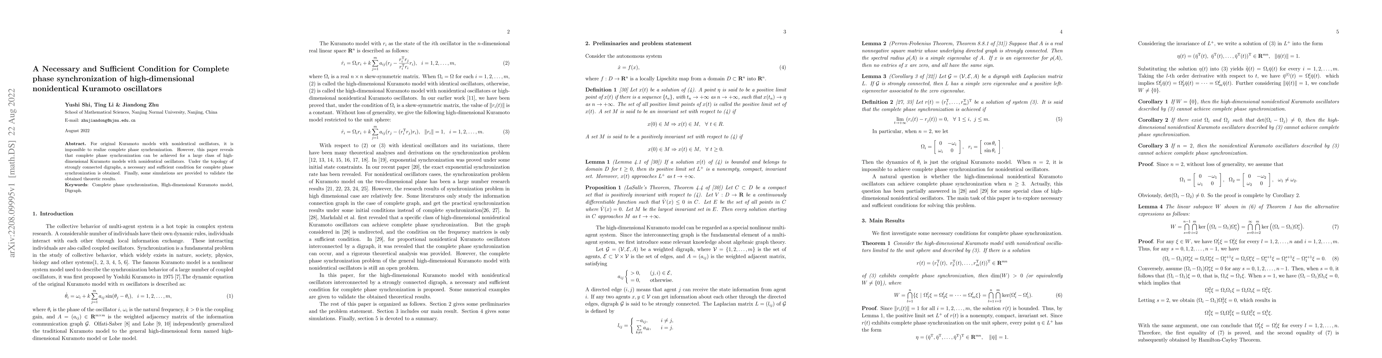Thumbnail for A Necessary and Sufficient Condition for Complete phase synchronization
  of high-dimensional nonidentical Kuramoto oscillators