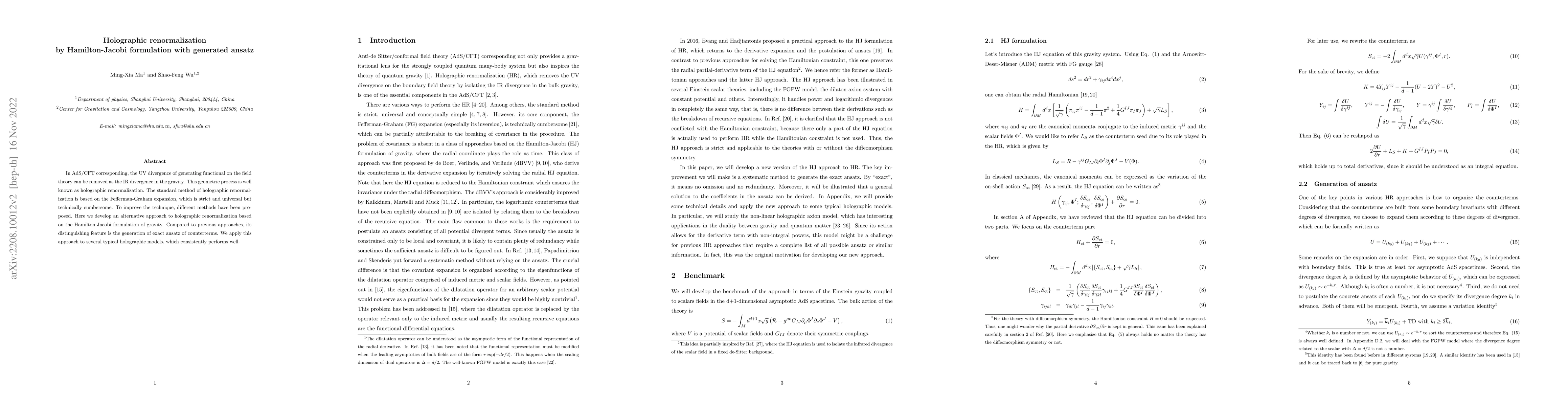 Thumbnail for Holographic renormalization by Hamilton-Jacobi formulation with
  generated ansatz