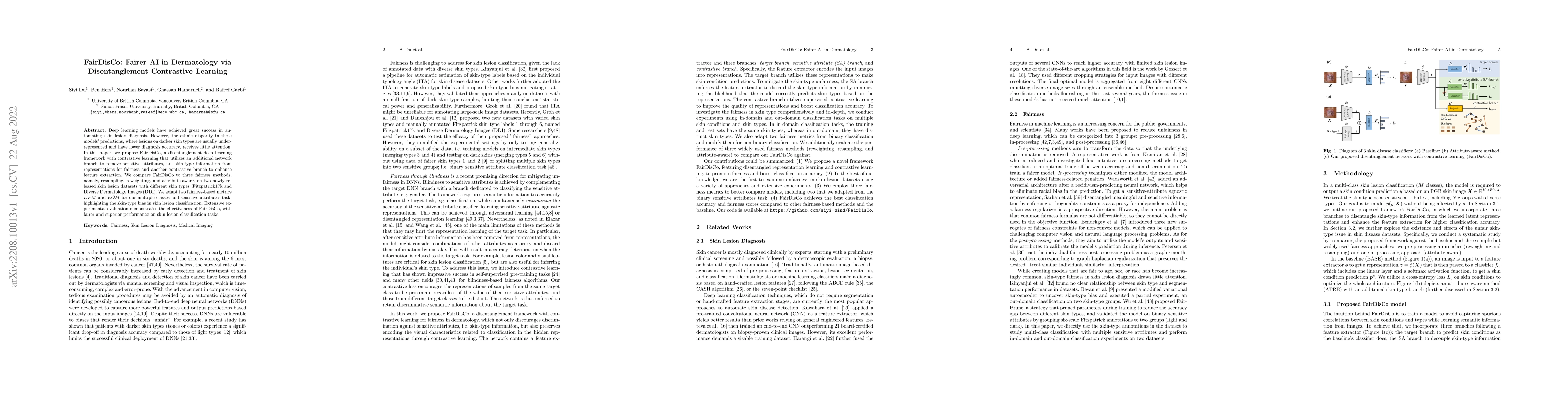 Thumbnail for FairDisCo: Fairer AI in Dermatology via Disentanglement Contrastive
  Learning