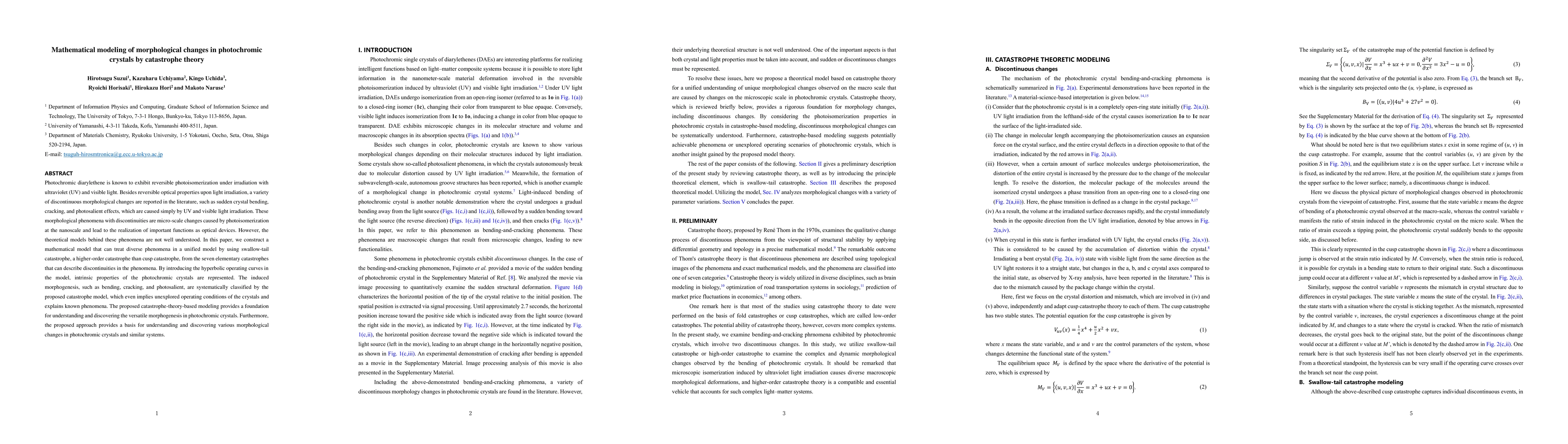 Thumbnail for Mathematical modeling of morphological changes in photochromic crystals
  by catastrophe theory