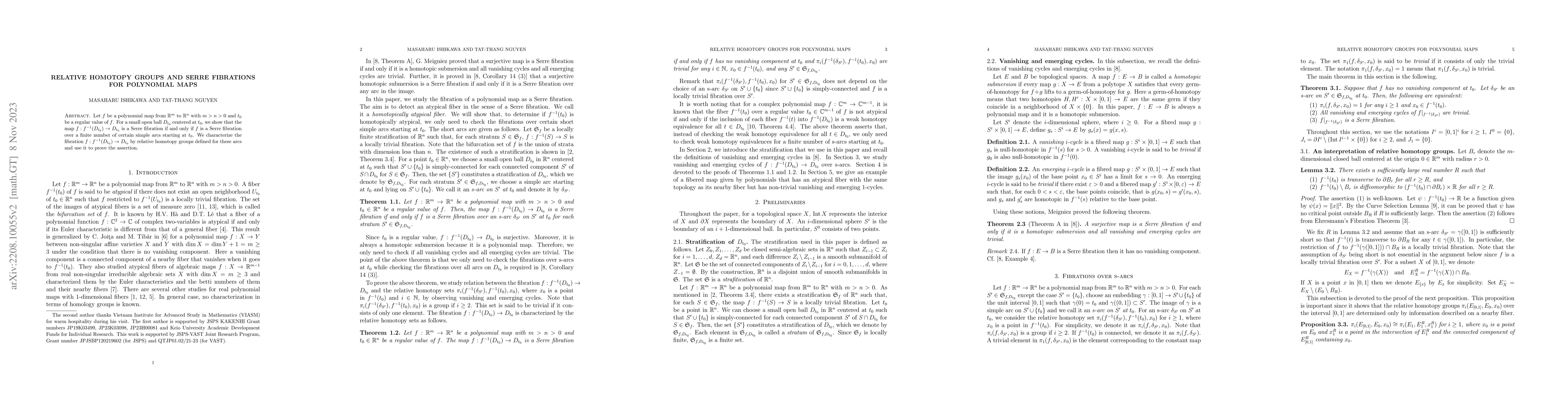 Thumbnail for Relative homotopy groups and Serre fibrations for polynomial maps