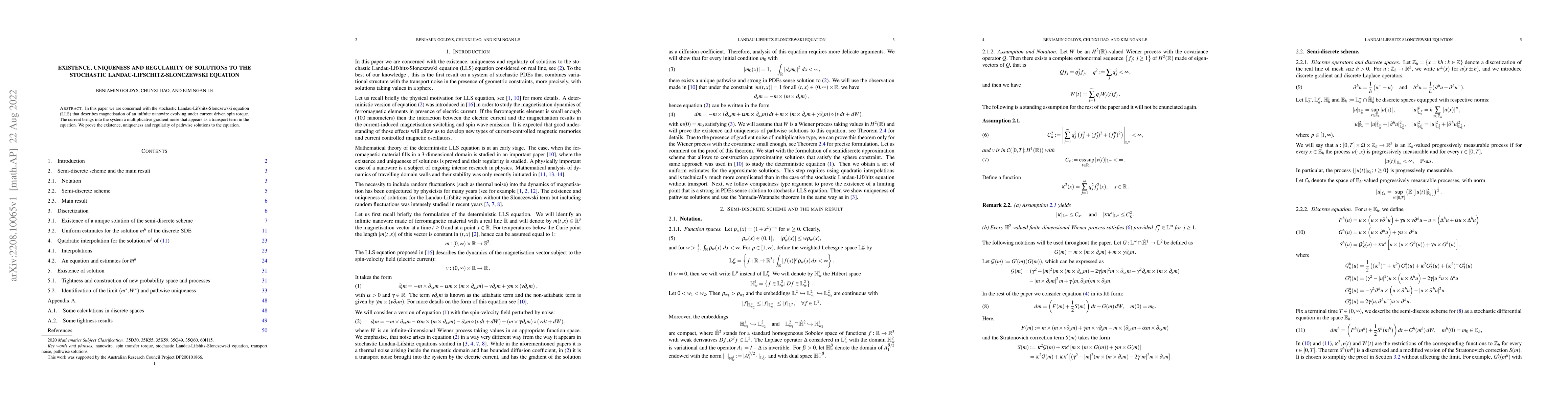 Thumbnail for Existence, uniqueness and regularity of solutions to the stochastic
  Landau-Lifschitz-Slonczewski equation