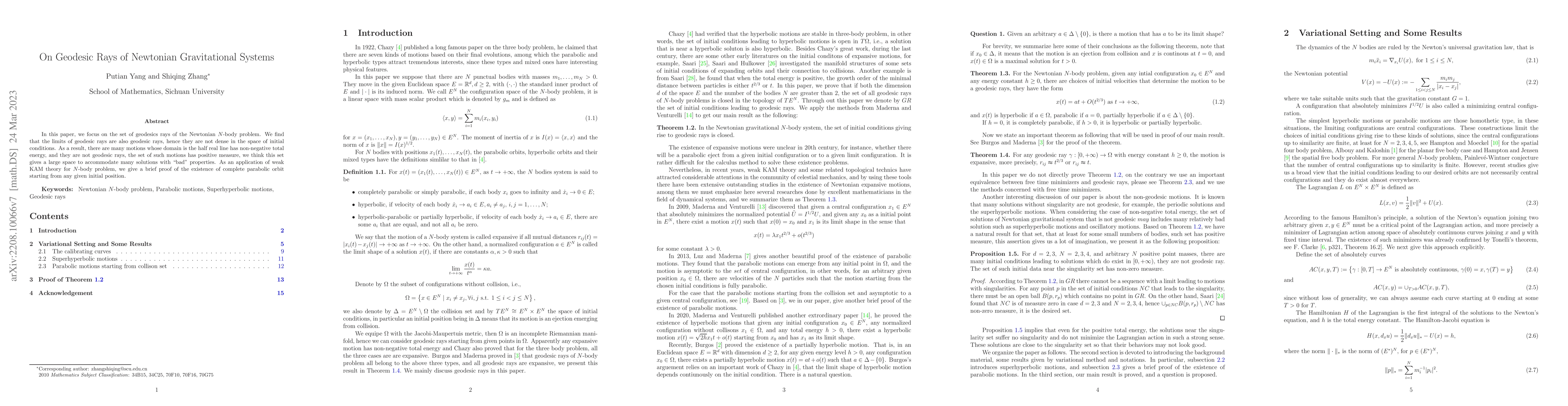 Thumbnail for On Geodesic Rays of Newtonian Gravitational Systems