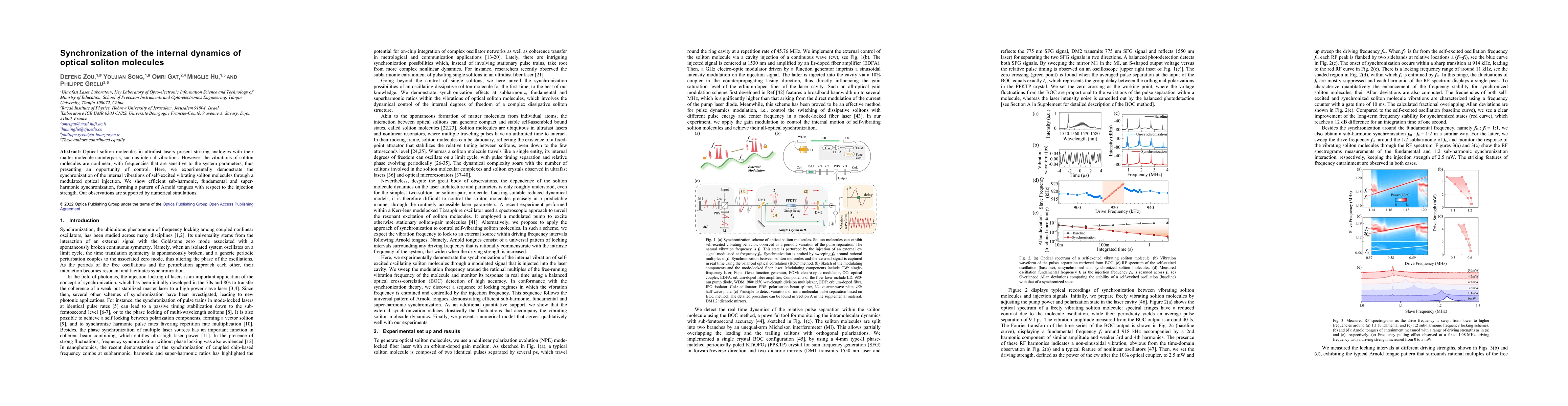 Thumbnail for Synchronization of the internal dynamics of optical soliton molecules