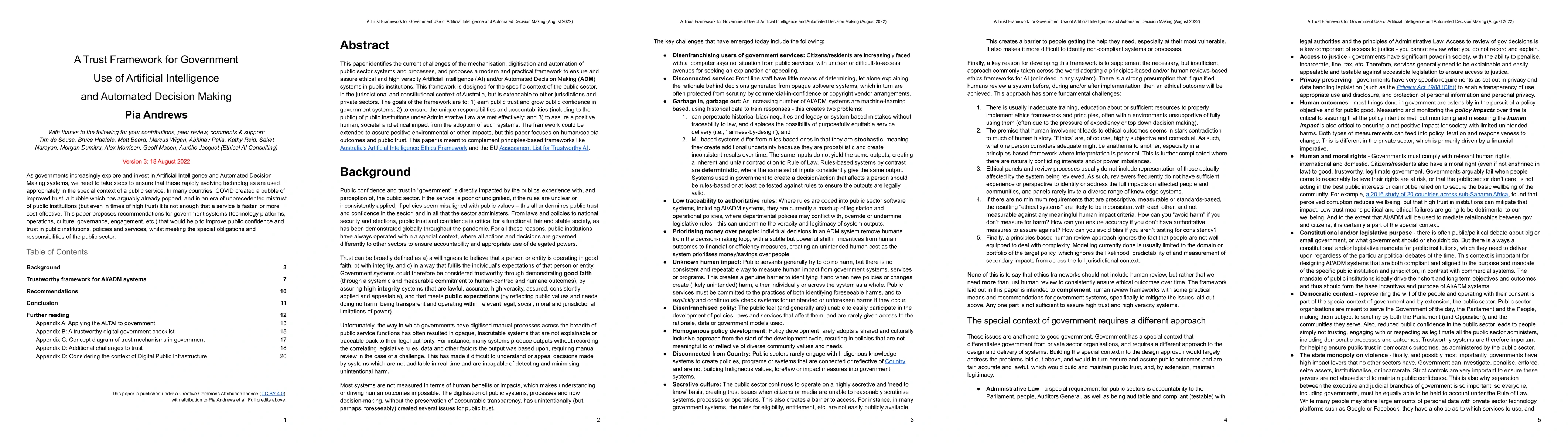 Thumbnail for A Trust Framework for Government Use of Artificial Intelligence and
  Automated Decision Making
