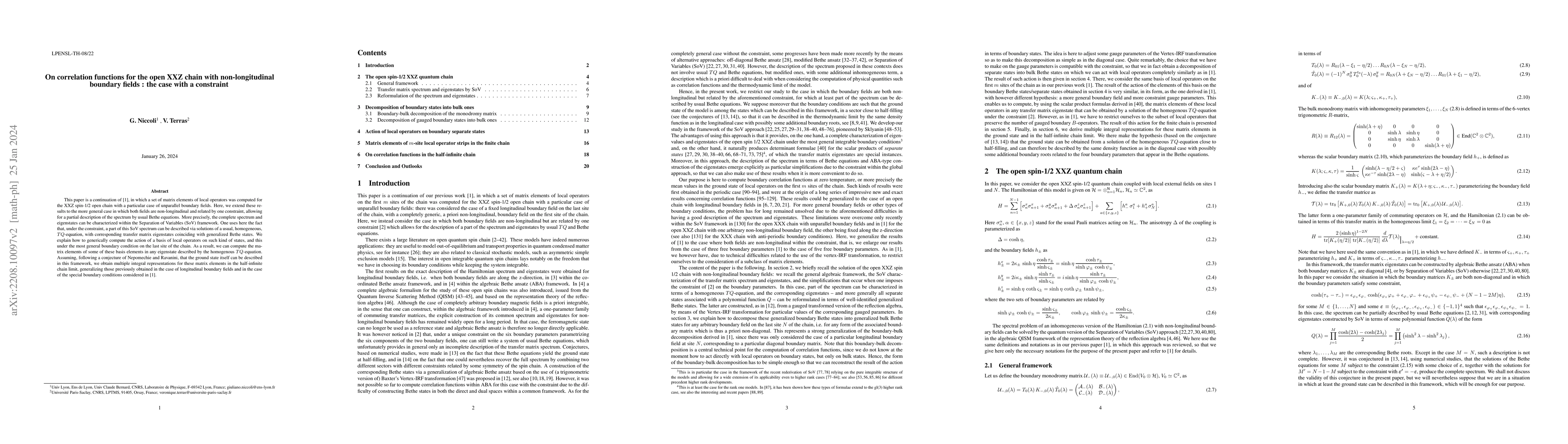 Thumbnail for On correlation functions for the open XXZ chain with non-longitudinal
  boundary fields : the case with a constraint