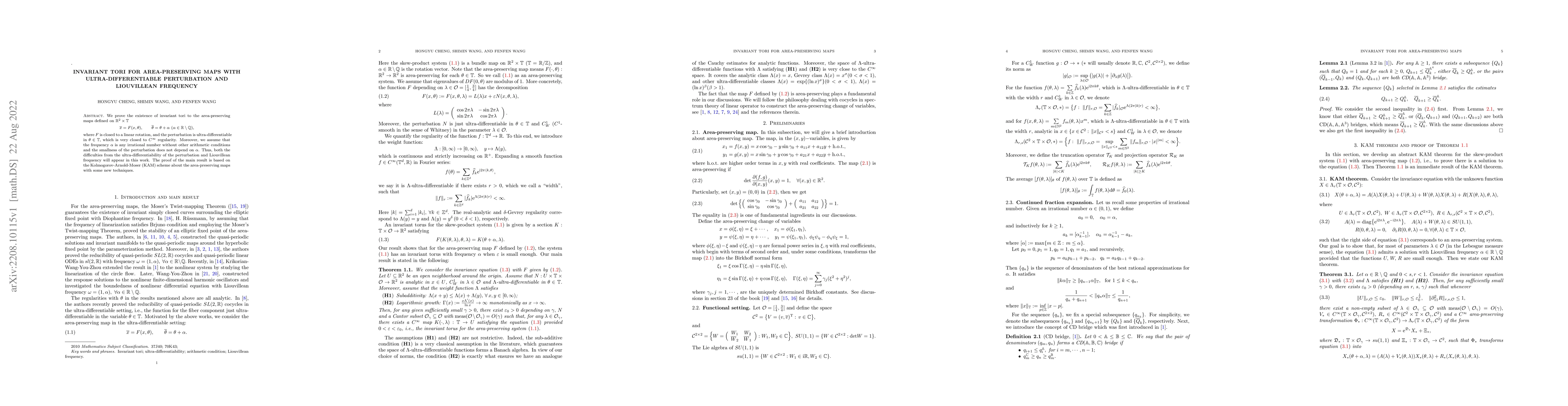 Thumbnail for Invariant tori for area-preserving maps with ultra-differentiable
  perturbation and Liouvillean frequency