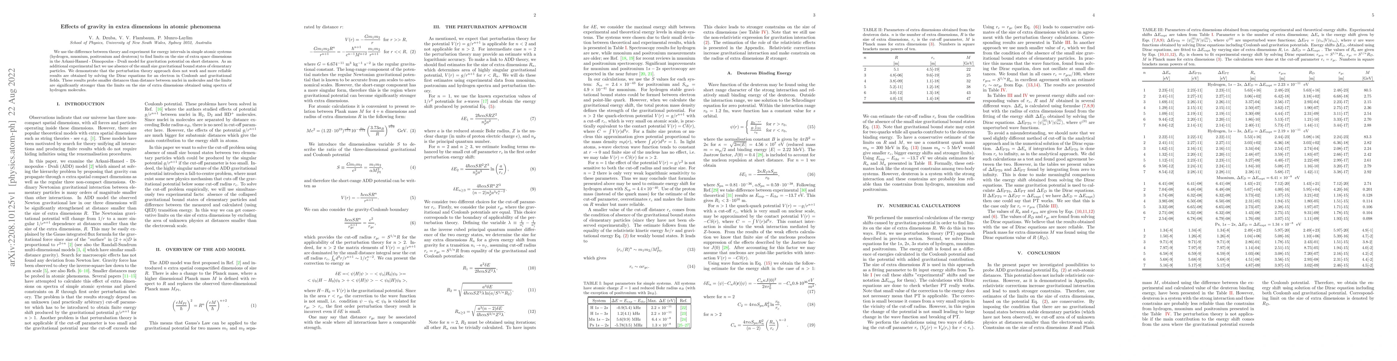 Thumbnail for Effects of gravity in extra dimensions in atomic phenomena
