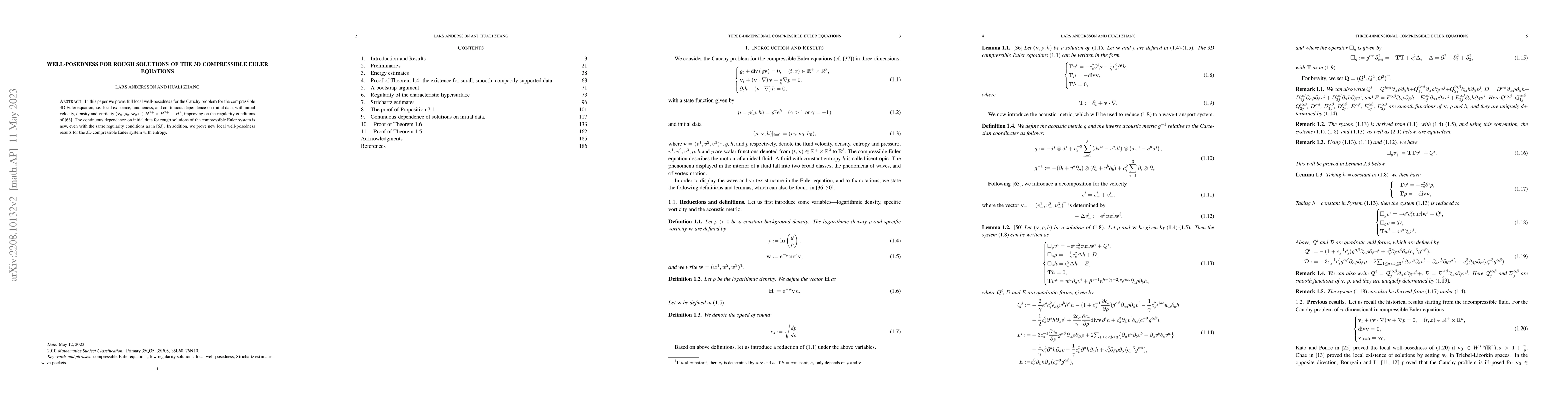 Thumbnail for Well-posedness for rough solutions of the 3D compressible Euler
  equations