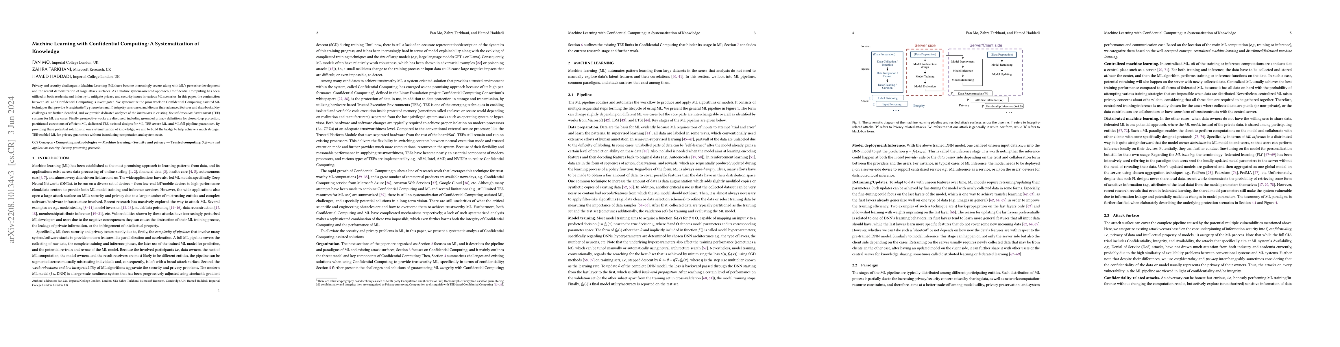Thumbnail for Machine Learning with Confidential Computing: A Systematization of
  Knowledge