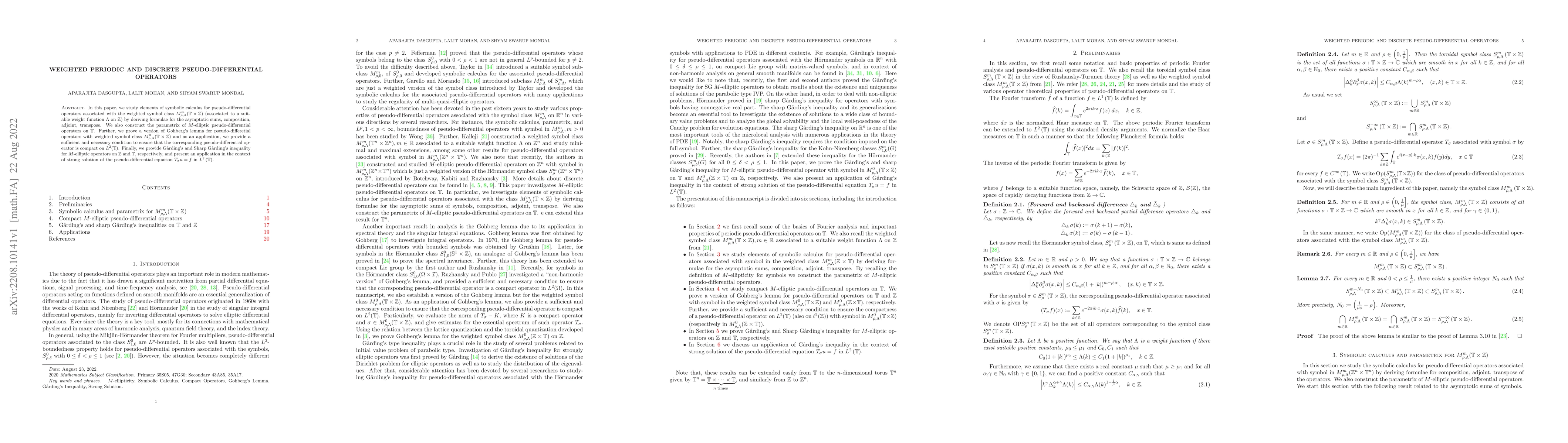 Thumbnail for Weighted periodic and discrete Pseudo-Differential Operators