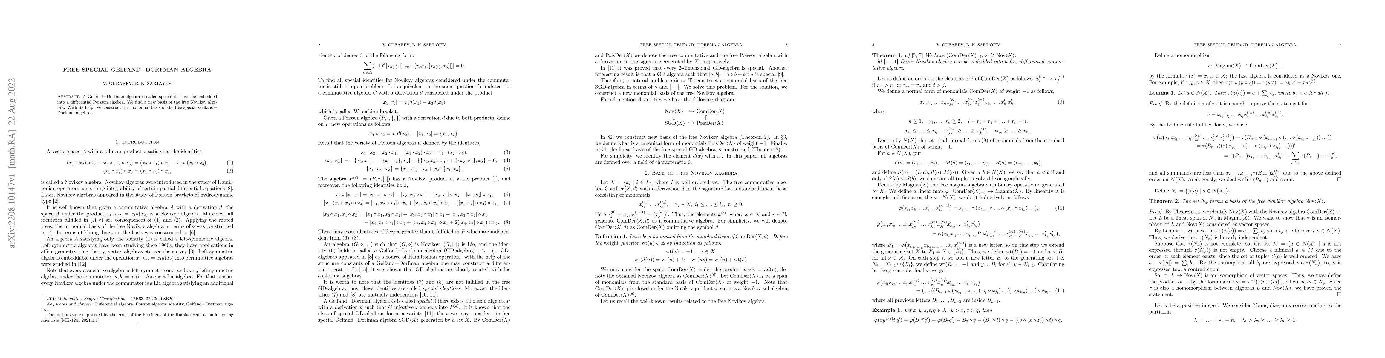 Thumbnail for Free special Gelfand-Dorfman algebra