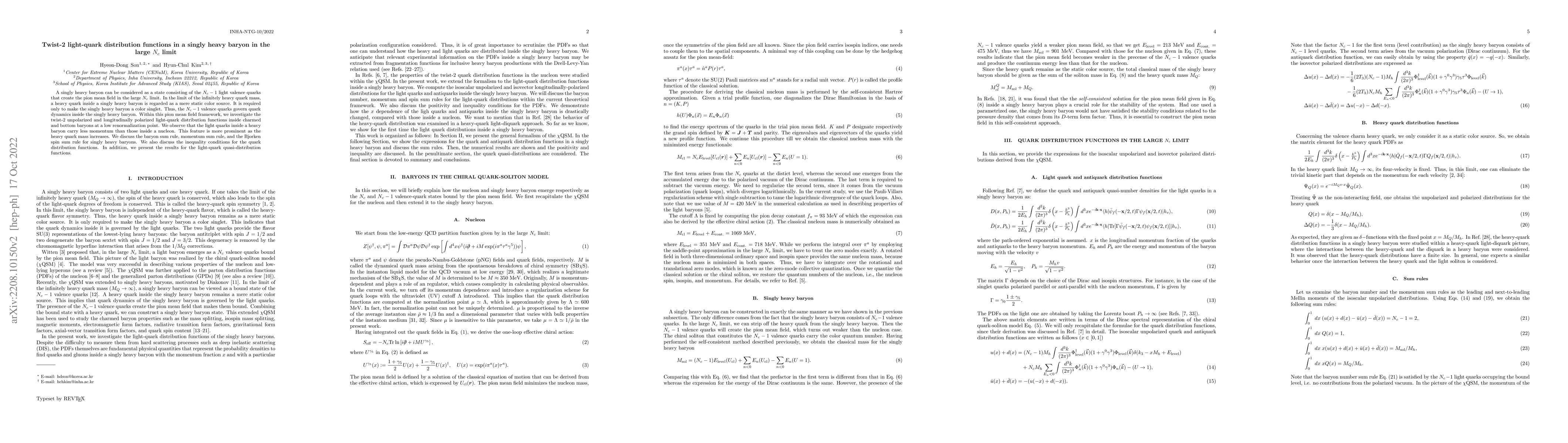 Thumbnail for Twist-2 light-quark distribution functions in a singly heavy baryon in
  the large $N_c$ limit